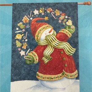 Juggling Snowman Large porch flag new in package 28x40